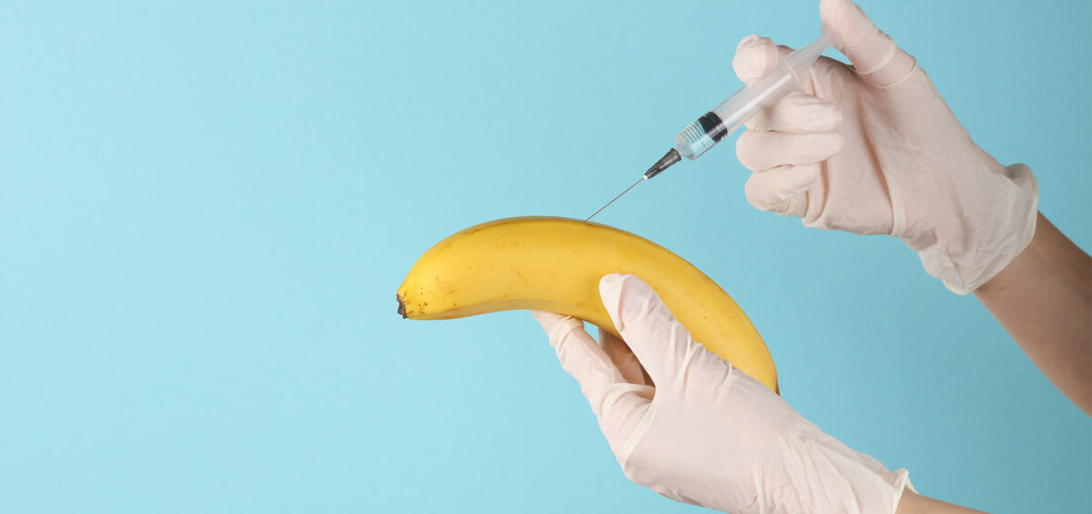 Inyección en un plátano